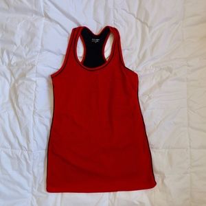 BEBE SPORT - Red and Black Patterned Women's Workout Top